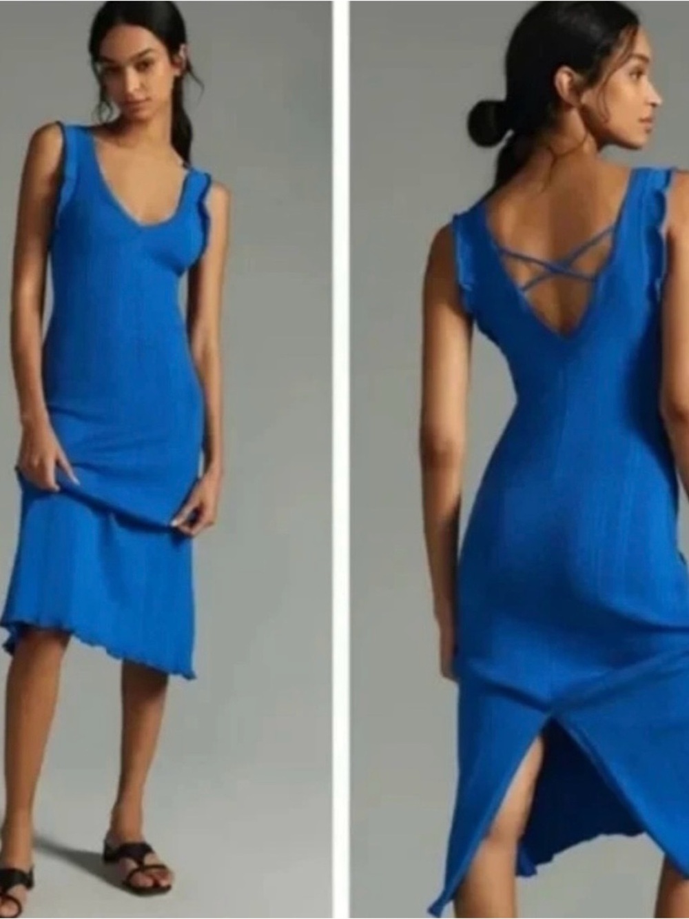 Anthropology Daily Practice Azzure Sapphire Stretch Knit Midi Dress